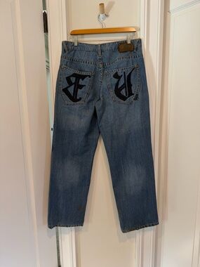 VTG Ecko Unlimited Blue Denim Jeans with Back Pocket Embroidery 34x31